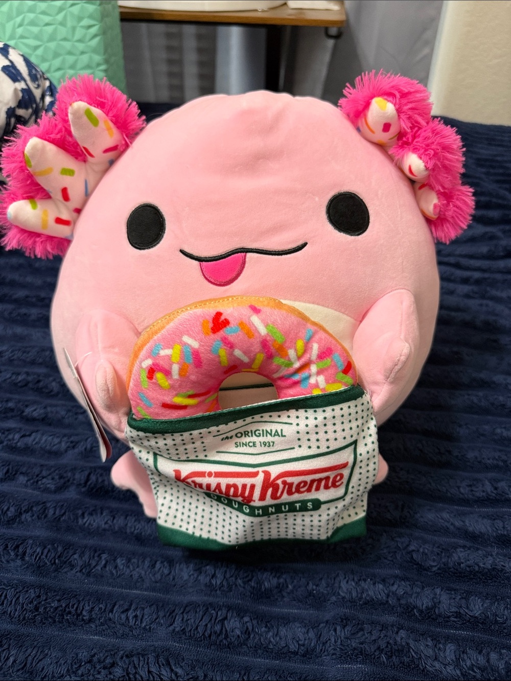 Krispy Kreme Pink Axolotl Plush Bag Charm with Sprinkles Donut